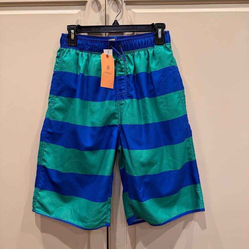 Class Club Blue and Green Striped Board Shorts